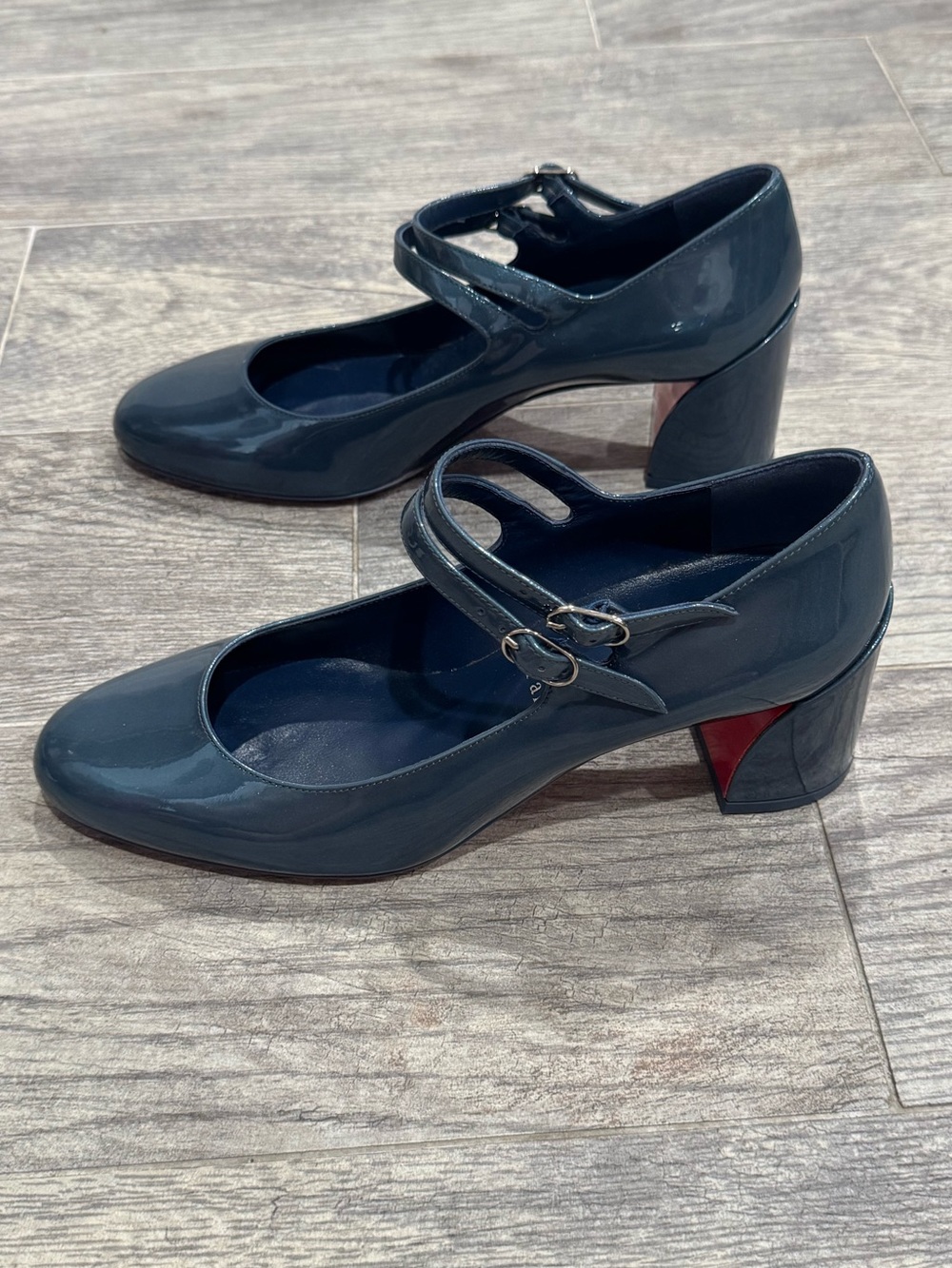 New Christian Louboutin denim blue Miss Jane patent leather Mary Jane pumps 55 - Picture 5 of 11